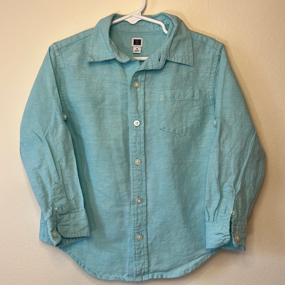 Janie and Jack turquoise linen shirt